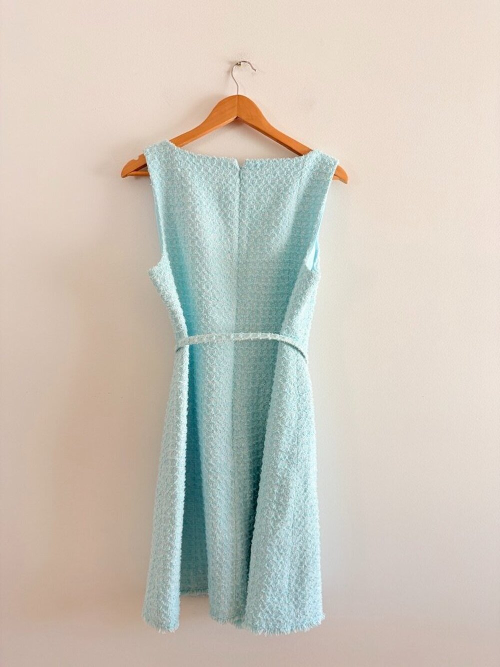 Kate Spade Belted Tweed Dress Light Blue Size 14 - Picture 3 of 5